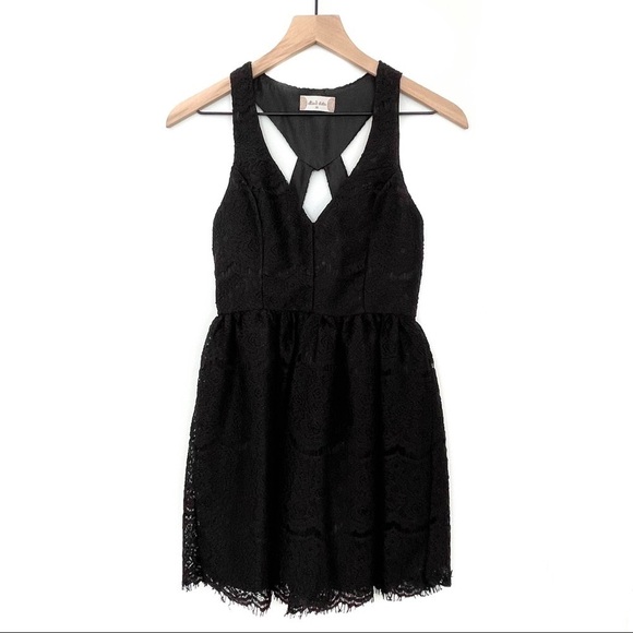 Altar’d State Black Cut Out Mini Dress Lace Strappy Fit N Flare Sleeveless XS - Picture 4 of 12